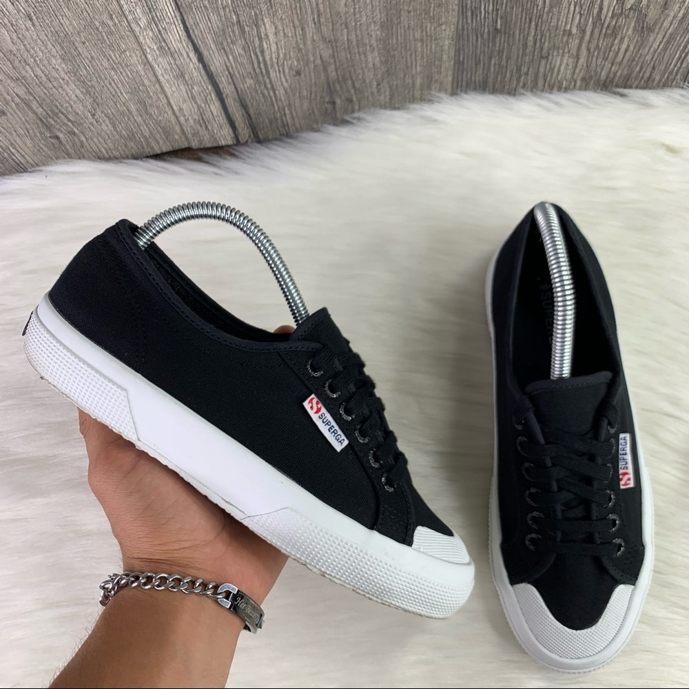 Basket Superga Women’s Cotu Noir Sneakers Black White S1117EW-999 Size 8